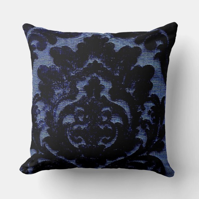 Denim Navy Blue Throw Pillow (Front)