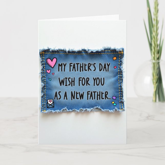 Denim New Fathers Day Wish Card (Front)