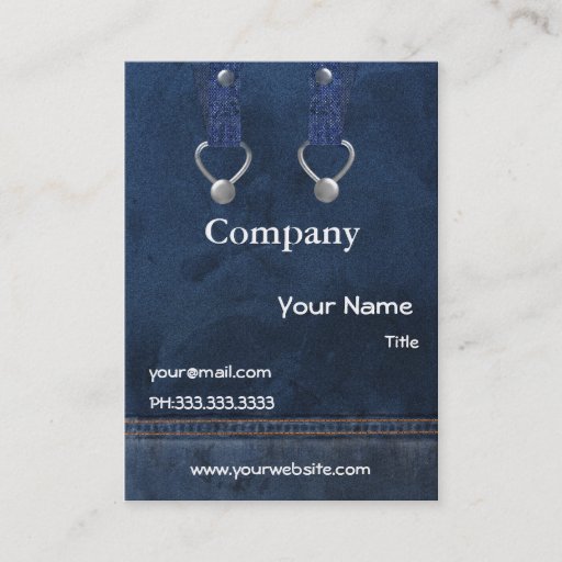 Customizable denim overalls Business Cards