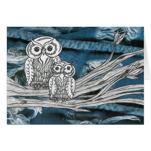Denim Owls Cards (Front Horizontal)