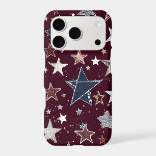 Denim Patch Stars iPhone Case Y2K Bling
