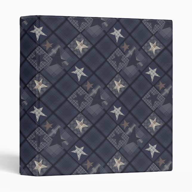 Denim patchwork, denim 3 ring binder (Front/Spine)