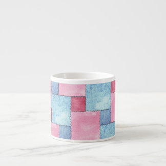 Denim Patchwork Espresso Mug, Pinks, Blues Espresso Cup