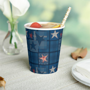 Denim patchwork favor box paper cups