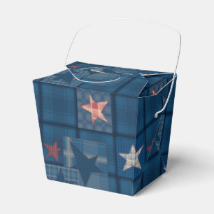 Denim patchwork favor boxes