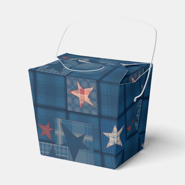 Denim patchwork favor boxes (Front Side)