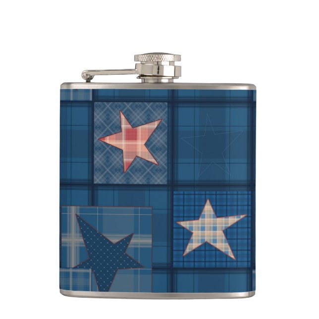 Denim patchwork flask (Front)
