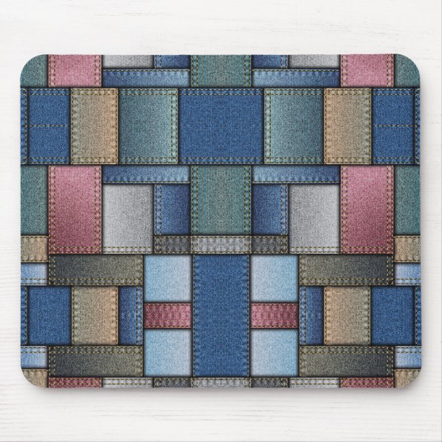 Denim Patchwork Mouse Pad (Front)