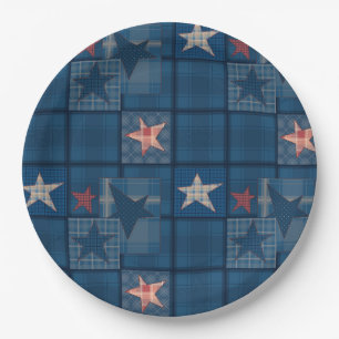 Denim patchwork paper plates