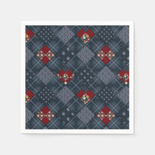 Denim patchwork, patchwork, textile, blue pattern  napkins