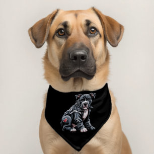 Denim Patchwork Pitbull Dog Edgy Rocker Gothic Pet Bandana Collar