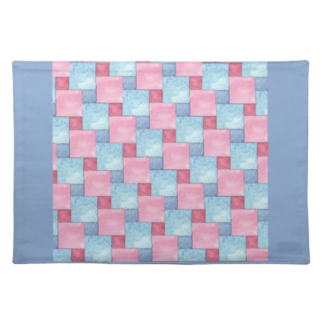 Denim Patchwork Placemat, Pinks, Blues Placemat (Front)