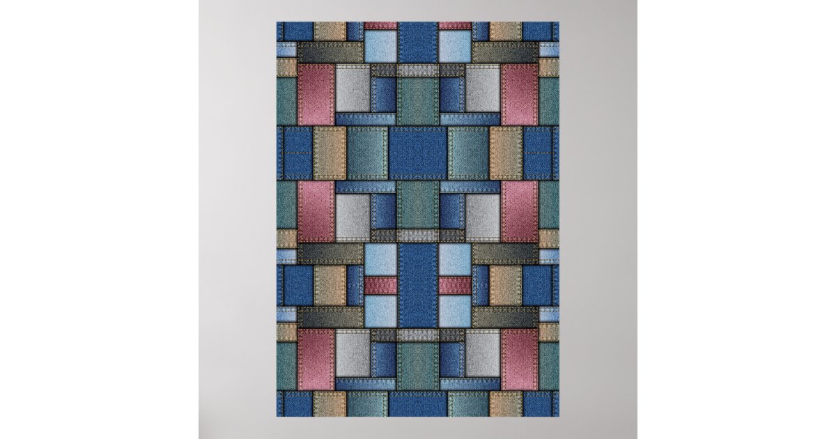 Patchwork Poster Design Denim Patchwork Poster | Zazzle