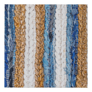 Denim patchwork: recycled jeans rug. faux canvas print