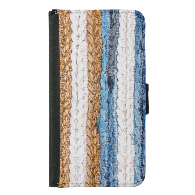 Denim patchwork: recycled jeans rug. samsung galaxy wallet case (Front)
