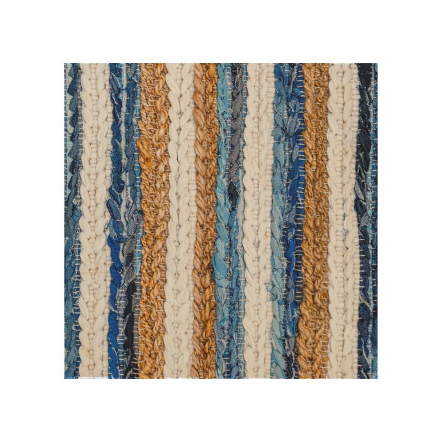 Denim patchwork: recycled jeans rug. wood wall art (Front)