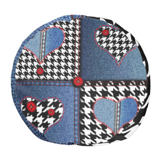 Denim Patchwork: Seamless Fabric Pattern Pouf