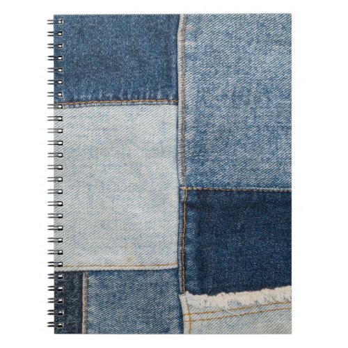 Denim Patchwork Vintage Textile Pattern Notebook