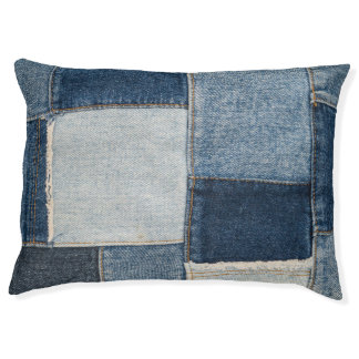 Denim Patchwork: Vintage Textile Pattern Pet Bed