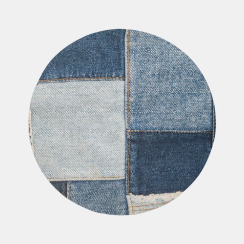 Denim Patchwork Vintage Textile Pattern Rug