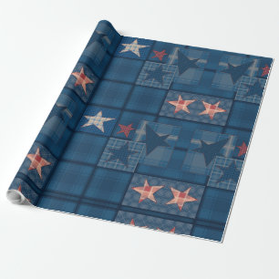 Denim patchwork wrapping paper