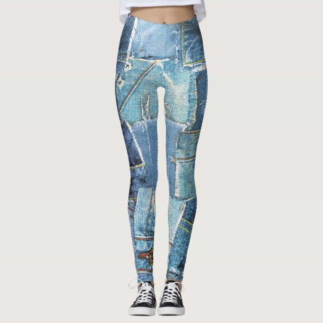 Denim pattern design leggings (Front)