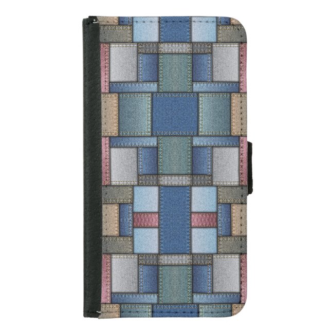 Denim Pattern Samsung Galaxy Wallet Case (Front)