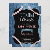 Denim Pearls Baby Shower Invitation (Front/Back)