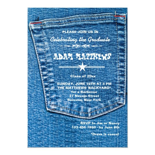 Denim Pocket Graduation Invitation