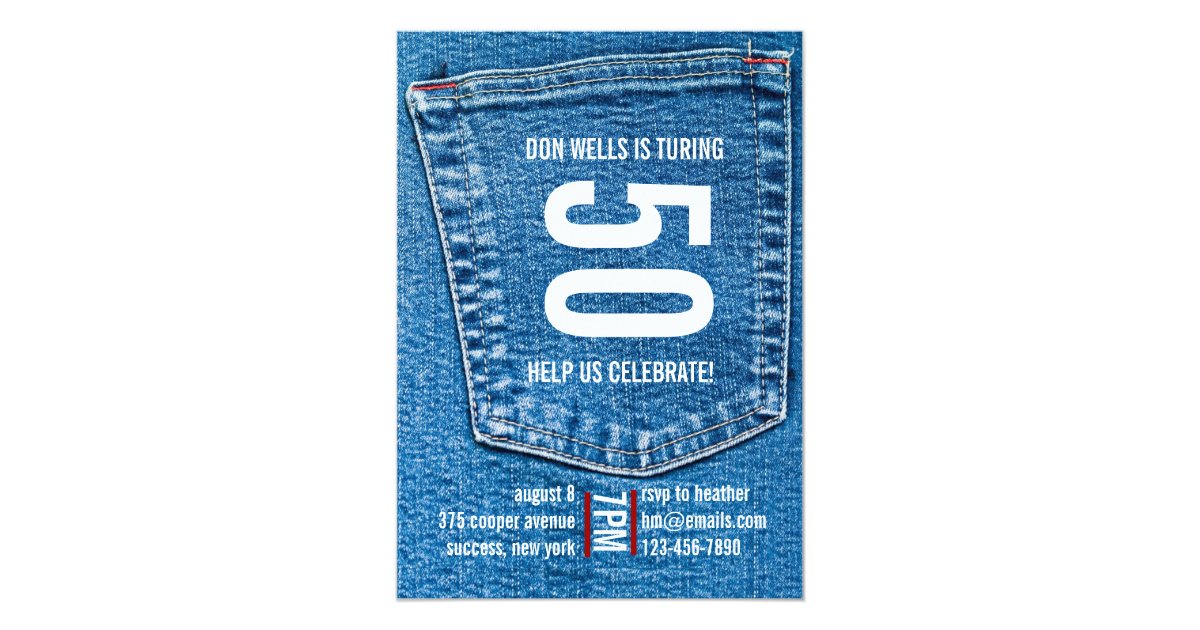 Denim Pocket Invitations 8