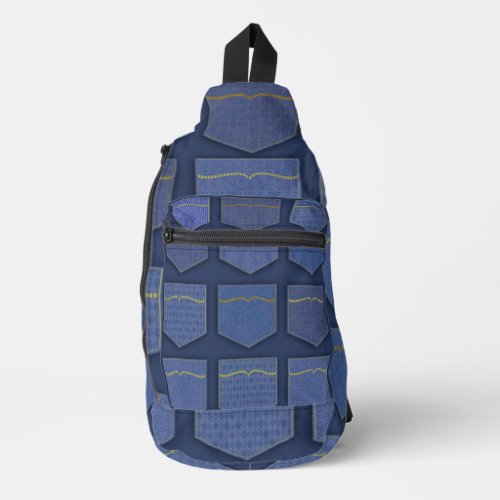 Denim Pocket Pattern Fun design art  Sling Bag