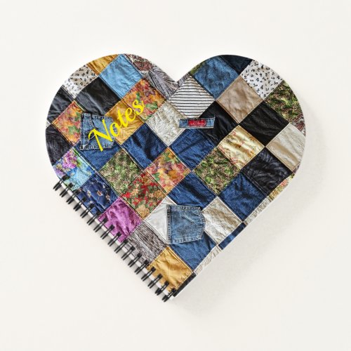 Denim Pocket Quilt Heart Notebook