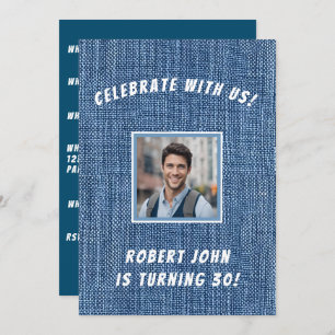 Denim Print 30th Golden Birthday Invitation