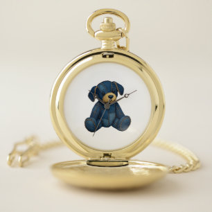 Denim Puppy Dog Art Funny Dog Denim funny tshirt Pocket Watch
