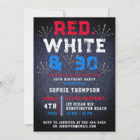 Denim Red White July 4th Patriotic 30th Birthday