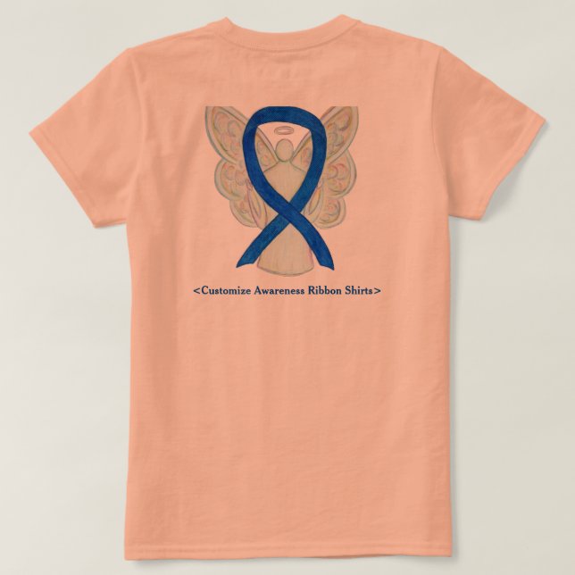 Denim Ribbon Angel Cause Awareness Custom Shirts (Design Back)
