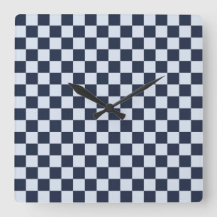 Denim rinse checkerboard pattern square wall clock