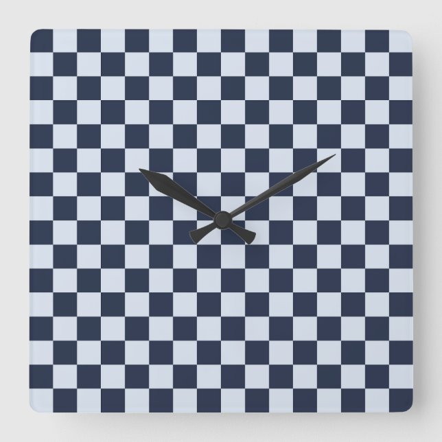 Denim rinse checkerboard pattern square wall clock (Front)