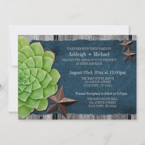 Denim &amp; Rustic Stars Country Western Wedding Personalized Announcement