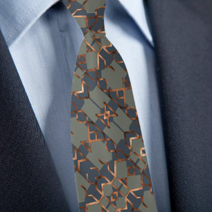 Denim Sage Copper Abstract Pattern Neck Tie