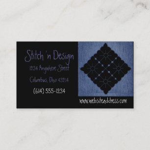 Denim Sewing Patchwork Business Cards