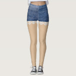 Denim Shorts Leggings Lace<br><div class="desc">This design was created through digital art. It may be personalized by clicking the customize button and changing the color, adding a name, initials or your favorite words. Contact me at colorflowcreations@gmail.com if you with to have this design on another product. Purchase my original abstract acrylic painting for sale at...</div>