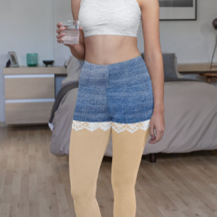 Denim Shorts Leggings Lace