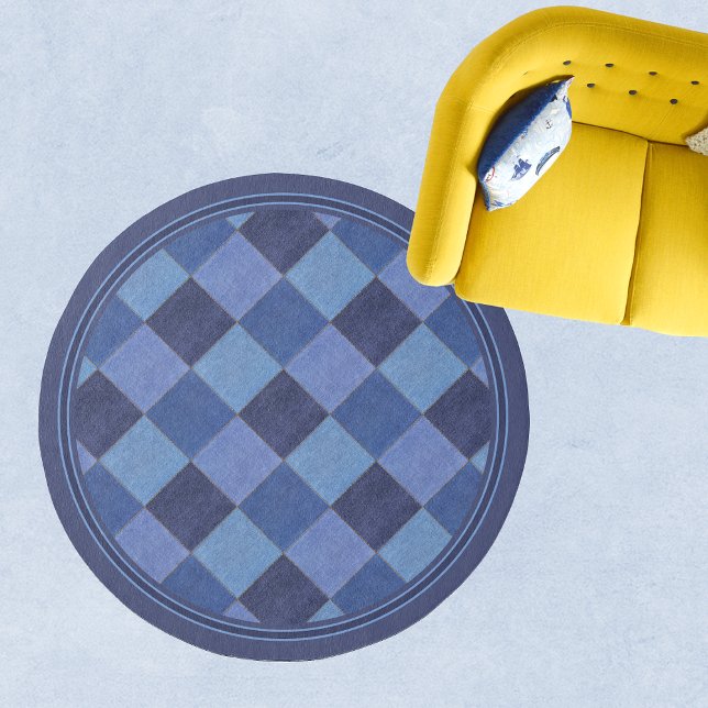 Denim Square: Teenagers Blue Patchwork Jeans Style Rug (Artist's impression - check store page for size)