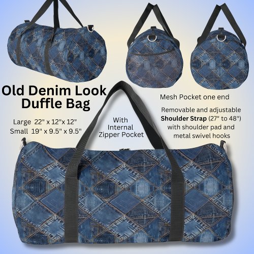 Denim Squares Old Jeans  Duffle Bag