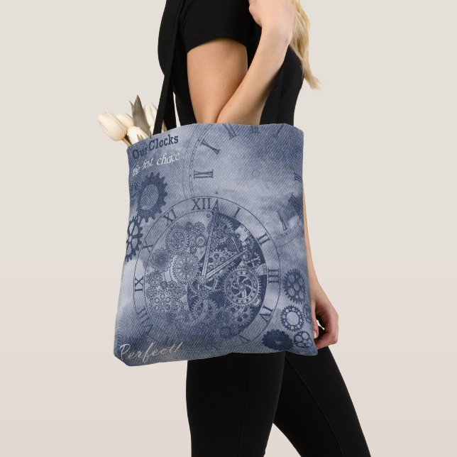 Denim Steampunk Tote Bag (Close Up)