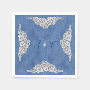 Denim Texture and cream Lace Napkins