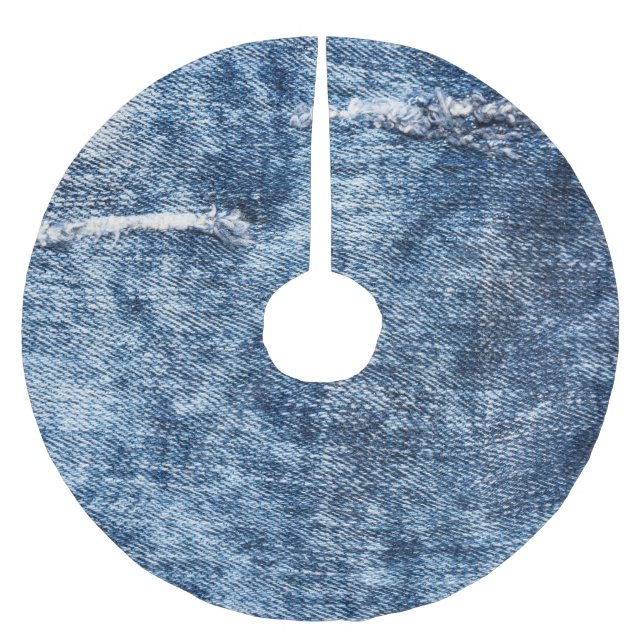 Denim texture: blue jeans background. brushed polyester tree skirt (Front)