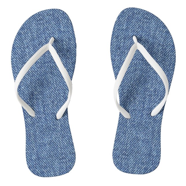 DENIM TEXTURE BLUE STYLE PATTERN FLIP FLOPS (Footbed)
