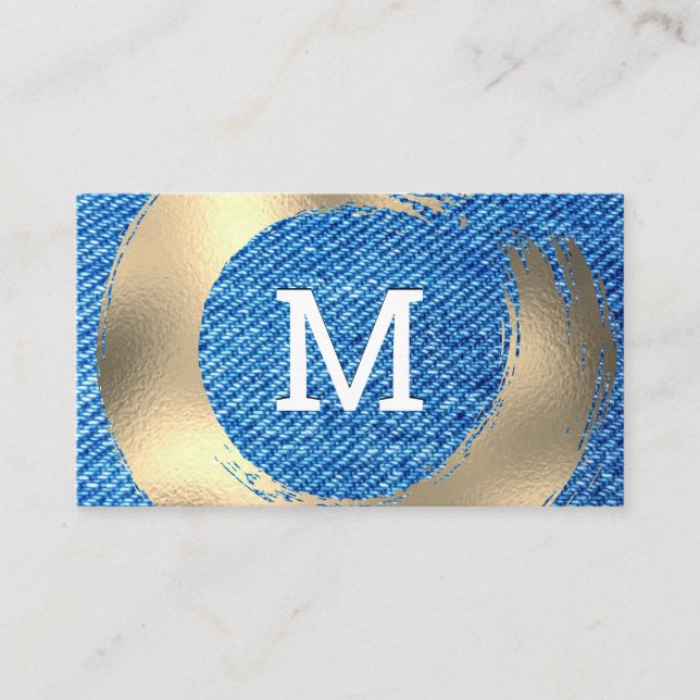 Denim Texture | Gold Brushed Business Card (Front)
